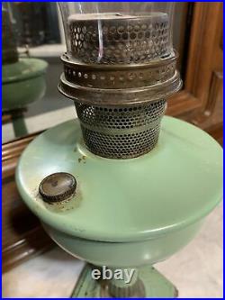 Aladdin Green Metal Model B Oil or Kerosene Lamp