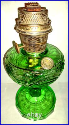 Aladdin Green Uranium Glass Drape Oil Lamp B Vintage