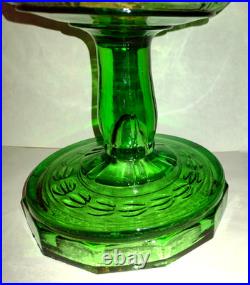Aladdin Green Uranium Glass Drape Oil Lamp B Vintage