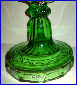 Aladdin Green Uranium Glass Drape Oil Lamp B Vintage