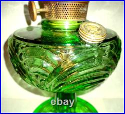 Aladdin Green Uranium Glass Drape Oil Lamp B Vintage