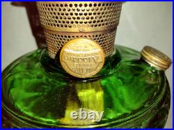 Aladdin Green Uranium Glass Drape Oil Lamp B Vintage