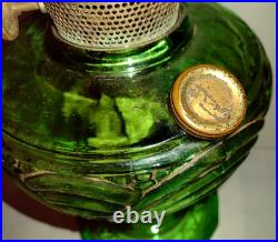 Aladdin Green Uranium Glass Drape Oil Lamp B Vintage