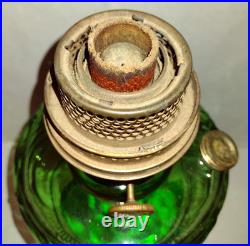 Aladdin Green Uranium Glass Drape Oil Lamp B Vintage