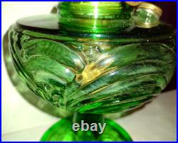 Aladdin Green Uranium Glass Drape Oil Lamp B Vintage