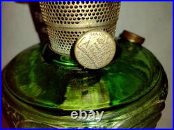 Aladdin Green Uranium Glass Drape Oil Lamp B Vintage