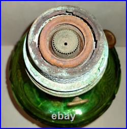Aladdin Green Uranium Glass Drape Oil Lamp B Vintage