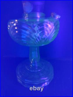 Aladdin Green Uranium Glass Drape Oil Lamp B Vintage