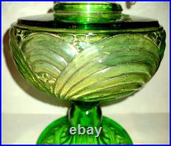 Aladdin Green Uranium Glass Drape Oil Lamp B Vintage