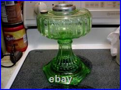 Aladdin Green Vaseline Cathedral Oil Lamp