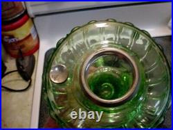 Aladdin Green Vaseline Cathedral Oil Lamp