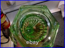 Aladdin Green Vaseline Cathedral Oil Lamp