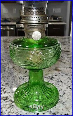 Aladdin Green Washington Drape Kerosene Oil Lamp Glass Model B Vtg Antique