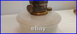 Aladdin Green & White Moonstone Wall Bracket Lamps B Burner USA Chimney & Shade