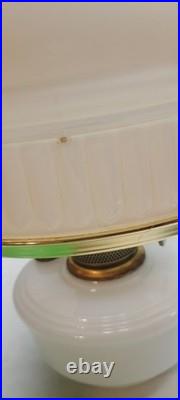 Aladdin Green & White Moonstone Wall Bracket Lamps B Burner USA Chimney & Shade