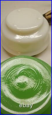 Aladdin Green & White Moonstone Wall Bracket Lamps B Burner USA Chimney & Shade