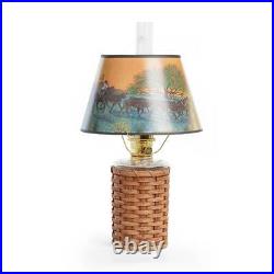 Aladdin Heartland Wicker Oil Lamp with Ride Into The Sunset Shade