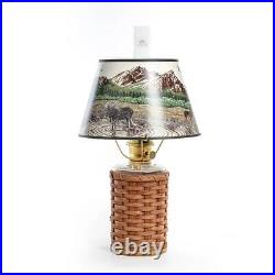 Aladdin Heartland Wicker Oil Lamp with Rocky Mountain High Shade, Brass