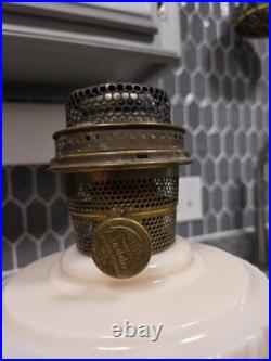Aladdin Ivory Alacite Tall Lincoln Drape Glass Oil Lamp