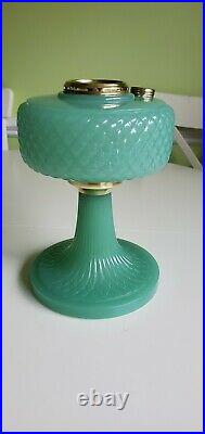 Aladdin Jade Jadeite Green Moonstone Diamond Quilt B-86 Glass Lamp Fount only
