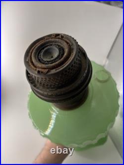 Aladdin Jadeite Corinthian Oil Lamp with Chimney Shade