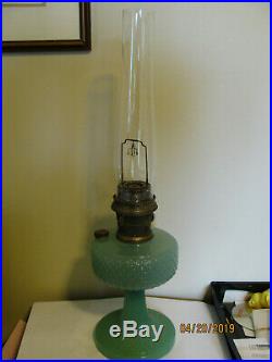 Aladdin Jadeite Green Quilt Pattern Oil Kerosene Lamp