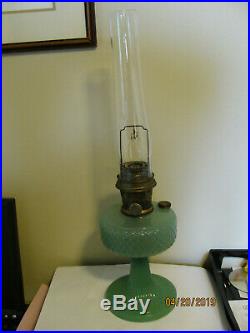 Aladdin Jadeite Green Quilt Pattern Oil Kerosene Lamp