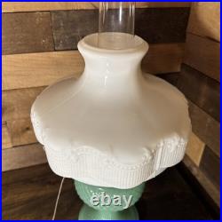 Aladdin Jadeite Moonstone Model B Lamp With Milk Glass Shade Electric 25