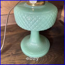 Aladdin Jadeite Moonstone Model B Lamp With Milk Glass Shade Electric 25