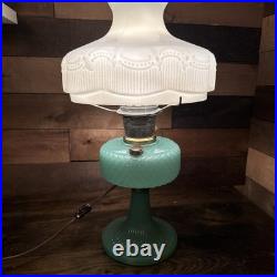 Aladdin Jadeite Moonstone Model B Lamp With Milk Glass Shade Electric 25