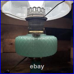 Aladdin Jadeite Moonstone Model B Lamp With Milk Glass Shade Electric 25