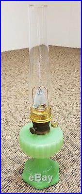 Aladdin Jadite Kerosene Oil Lamp Nu-type Model'b' Lox On Corinthian Moonstone