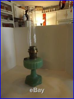 Aladdin Jadite Kerosene Oil Lamp Nu-type Model'b' Lox On Corinthian Moonstone