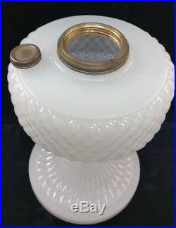 Aladdin Kerosene 1937 Diamond Quilt White Moonstone Lamp