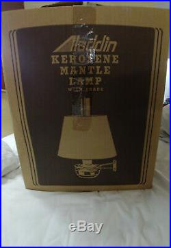 Aladdin Kerosene Brass Heritage Incandescent Oil Lamp with White Swirl Shade