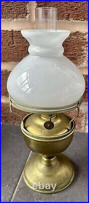 Aladdin Kerosene Brass Lamp With Original Bohemian Milk Glass Shade