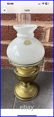 Aladdin Kerosene Brass Lamp With Original Bohemian Milk Glass Shade