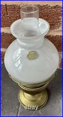 Aladdin Kerosene Brass Lamp With Original Bohemian Milk Glass Shade