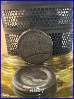 Aladdin Kerosene Lamp Clear Amber Glass With Frost Glass Shade
