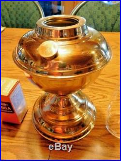 Aladdin Kerosene Lamp, new In Box, Brass Filigree complete w shade