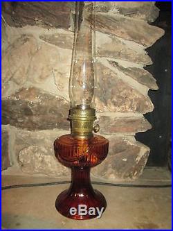 Aladdin Kerosene Lincoln Drape Amber #23 burner tall chimney Lamp 76