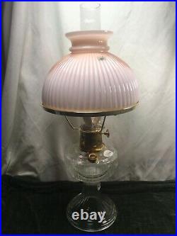 Aladdin Kerosene Mantle Lamp Crystal Lincoln Drape Lamp Ribbed Pink Shade 1999