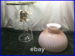 Aladdin Kerosene Mantle Lamp Crystal Lincoln Drape Lamp Ribbed Pink Shade 1999