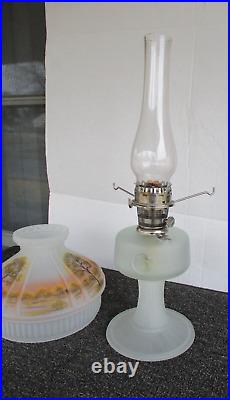 Aladdin Kerosene/Oil Lamp 70th Anniversary Frosted Reverse Painted