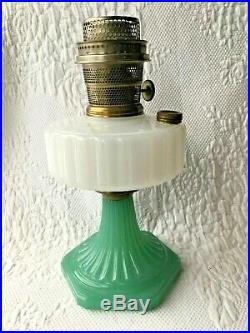 Aladdin Kerosene Oil Lamp Model B-110 Corinthian Moonstone White / Green Base