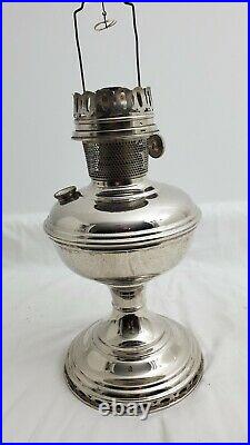 Aladdin Kerosene Oil Lamp Nickel Chrome Model 11 Aladdin Chimney 24'
