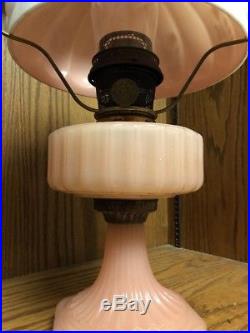 Aladdin Kerosene Oil Lamp Rose Pink Moonstone Corinthian W Stack & Shade