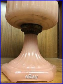 Aladdin Kerosene Oil Lamp Rose Pink Moonstone Corinthian W Stack & Shade