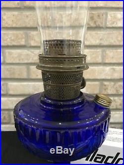 Aladdin Kerosene Oil Lamp Tall Lincoln Drape Cobalt Blue Nutype Model B Burner