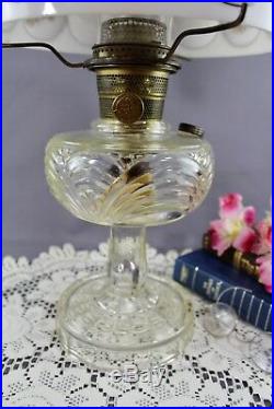 Aladdin Kerosene Oil Lamp Washington Drape Plain Stem Clear Crystal B Burner